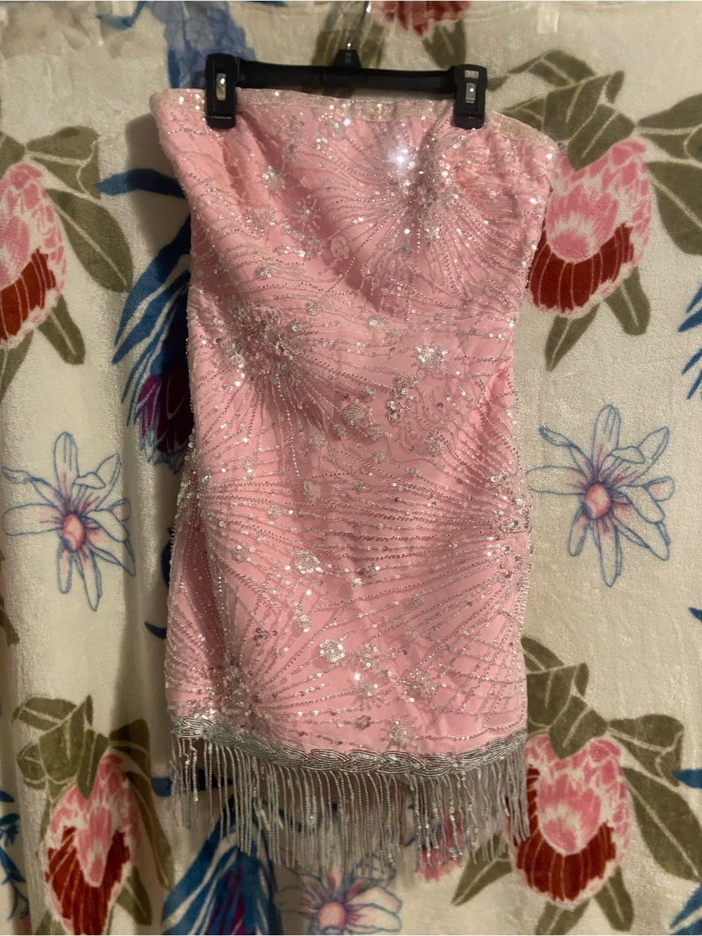 Finesse Pink Sequin Beaded Cocktail Dress